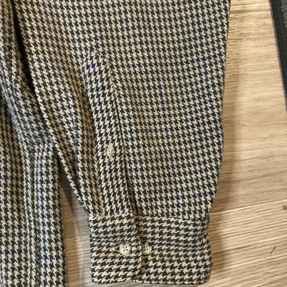Banana Republic Button Up Shirt Mens Large Houndstooth Untucked Fit ThickFlannel